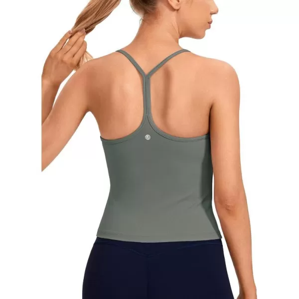 CRZ YOGA Butterluxe Womens Workout Racerback Tank Top with Built in Bra  Scoop Neck Spaghetti Strap Padded Slim CamisoleGrey Sage