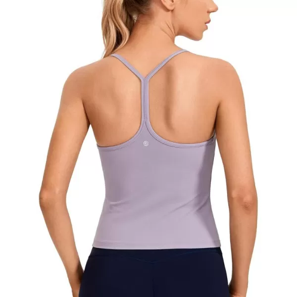 CRZ YOGA Butterluxe Womens Workout Racerback Tank Top with Built in Bra  Scoop Neck Spaghetti Strap Padded Slim CamisoleLavender Mist