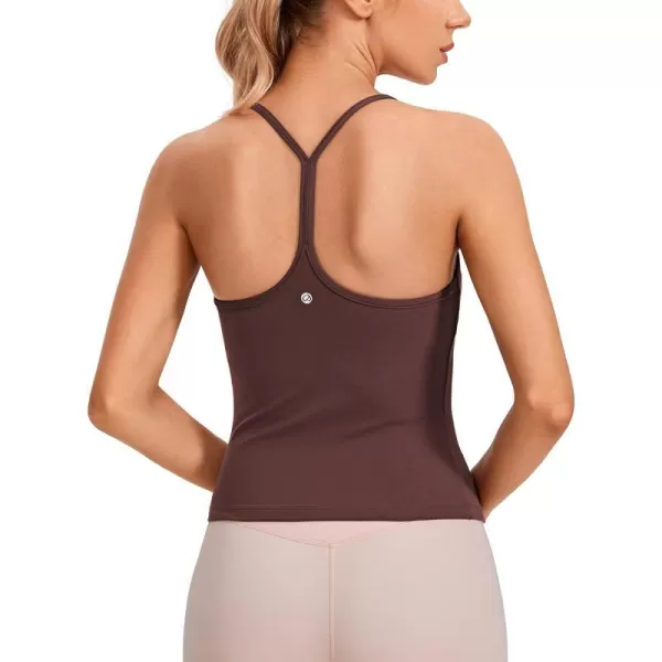 CRZ YOGA Butterluxe Womens Workout Racerback Tank Top with Built in Bra  Scoop Neck Spaghetti Strap Padded Slim CamisoleTaupe