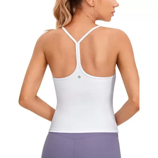 CRZ YOGA Butterluxe Womens Workout Racerback Tank Top with Built in Bra  Scoop Neck Spaghetti Strap Padded Slim CamisoleWhite