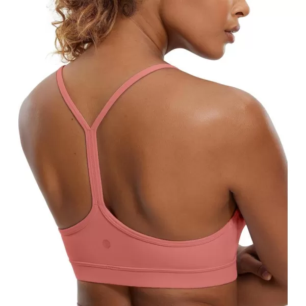 CRZ YOGA Butterluxe Womens Y Back Sports Bra  Padded Racerback Low Impact Spaghetti Thin Strap Workout Yoga BraBriar Rose