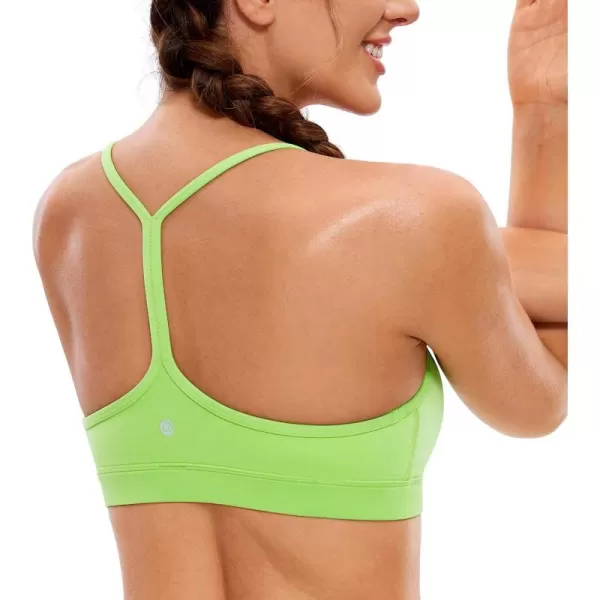 CRZ YOGA Butterluxe Womens Y Back Sports Bra  Padded Racerback Low Impact Spaghetti Thin Strap Workout Yoga BraGreen Glow