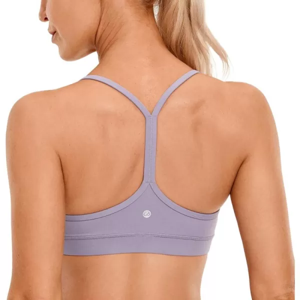 CRZ YOGA Butterluxe Womens Y Back Sports Bra  Padded Racerback Low Impact Spaghetti Thin Strap Workout Yoga BraLavender Mist