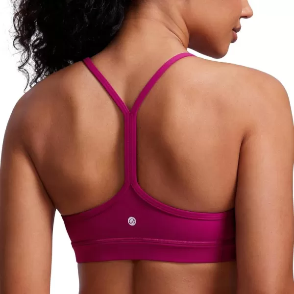 CRZ YOGA Butterluxe Womens Y Back Sports Bra  Padded Racerback Low Impact Spaghetti Thin Strap Workout Yoga BraMagenta Purple