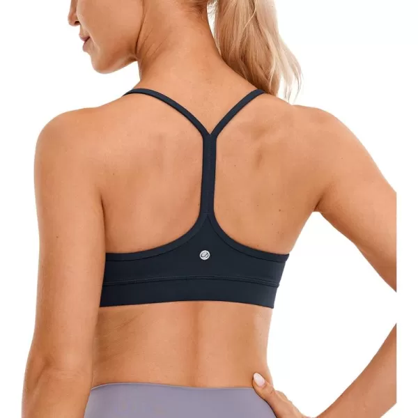 CRZ YOGA Butterluxe Womens Y Back Sports Bra  Padded Racerback Low Impact Spaghetti Thin Strap Workout Yoga BraTrue Navy