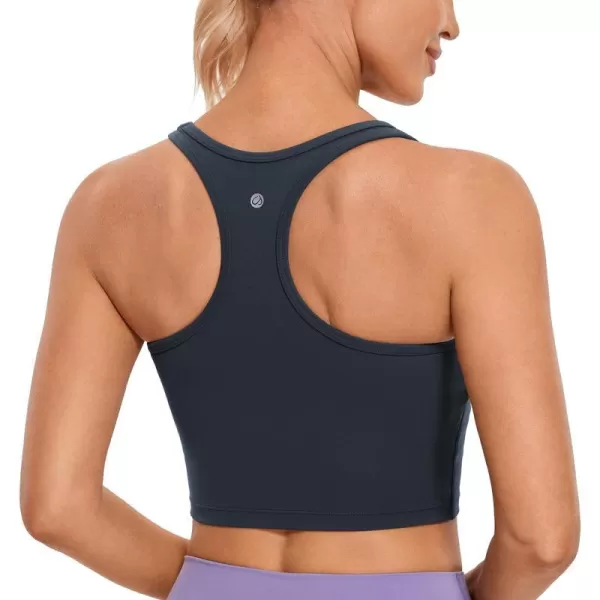 CRZ YOGA Butterluxe Womens YBack Racerback Longline Sports Bra  Padded Scoop Neck Workout Crop Tank Top with Built in BraTrue Navy