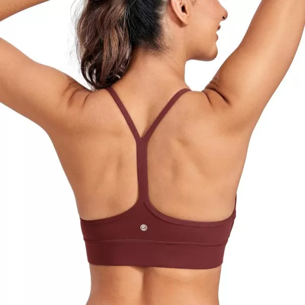 CRZ YOGA Butterluxe Womens YBack Racerback Sports Bra  Spaghetti Straps Wireless Scoop Neck Athletic Padded Yoga BraNoctilucence Red