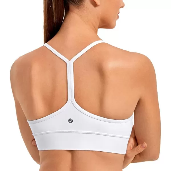 CRZ YOGA Butterluxe Womens YBack Racerback Sports Bra  Spaghetti Straps Wireless Scoop Neck Athletic Padded Yoga BraWhite