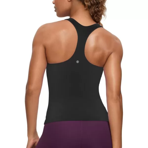 CRZ YOGA Butterluxe Workout Tank Tops for Women Built in Shelf Bras Padded  Racerback Athletic Spandex Yoga CamisoleBlack