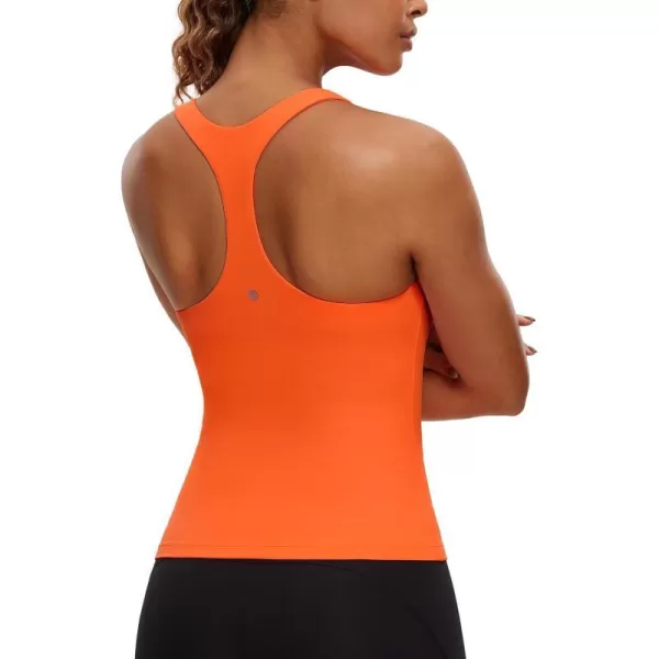 CRZ YOGA Butterluxe Workout Tank Tops for Women Built in Shelf Bras Padded  Racerback Athletic Spandex Yoga CamisoleNeon Orange