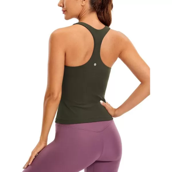 CRZ YOGA Butterluxe Workout Tank Tops for Women Built in Shelf Bras Padded  Racerback Athletic Spandex Yoga CamisoleOlive Green