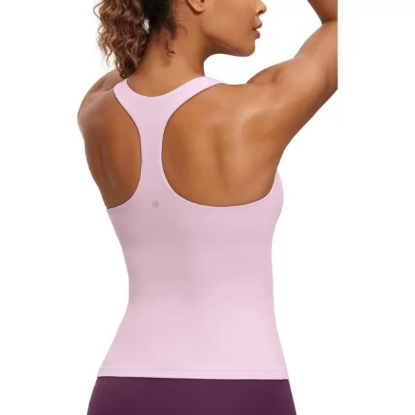 CRZ YOGA Butterluxe Workout Tank Tops for Women Built in Shelf Bras Padded  Racerback Athletic Spandex Yoga CamisolePink Peony