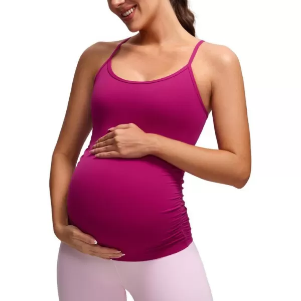 CRZ YOGA Butterluxe Y Back Maternity Tank Top for Women Ruched Pregnancy Basic Tops Sleeveless Athletic Yoga Shirts CamisoleMagenta Purple