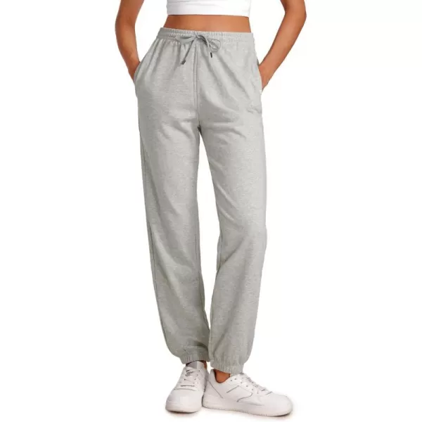 CRZ YOGA Cinch Bottom Sweatpants Women High Waisted Thick Cotton Sweat Pants with Pockets Casual Lounge Athletic JoggersDove Grey Heather