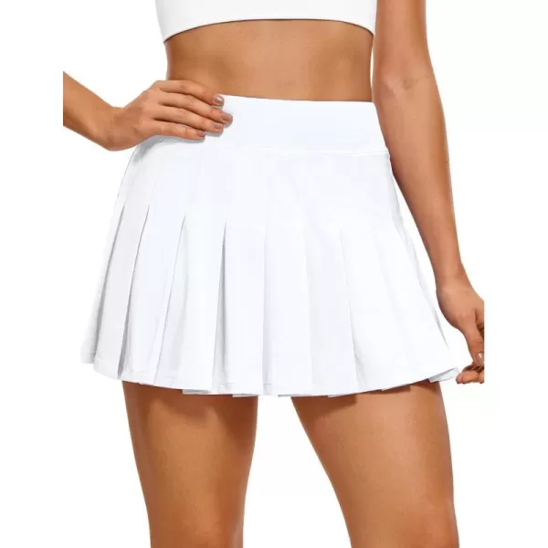 CRZ YOGA Cute Pleated Skirts for Women High Waisted Tennis Golf Skorts with Pockets Casual Athletic Workout SkaterWhite