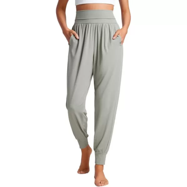 CRZ YOGA Fold Over Yoga Jogger Pants for Women High Waisted Comfy Loose Lounge Harem Pants Sweatpants with PocketsRock Grey