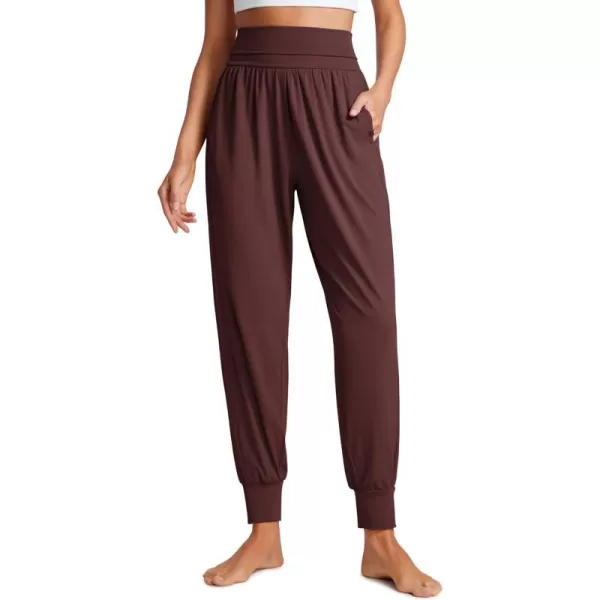 CRZ YOGA Fold Over Yoga Jogger Pants for Women High Waisted Comfy Loose Lounge Harem Pants Sweatpants with PocketsTaupe