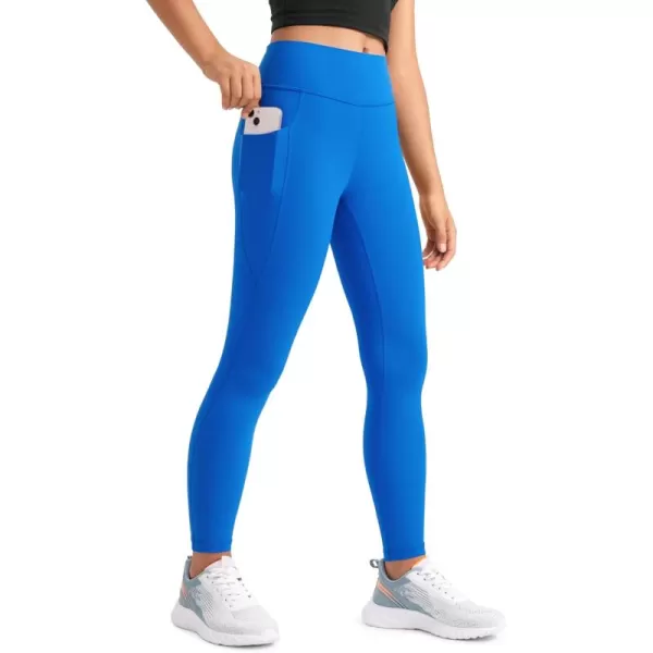 CRZ YOGA Girls Butterluxe Athletic Leggings with Pockets  High Waist Lounge Kids Teen Pants Yoga Active Dance Running TightsSparkle Blue