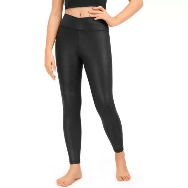 CRZ YOGA Girls Butterluxe Crossover Athletic Leggings  High Waist V Cross Kids Lounge Pants Yoga Active Dance Running TightsRegular Black Classic