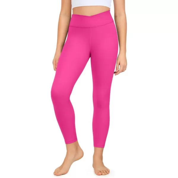 CRZ YOGA Girls Butterluxe Crossover Athletic Leggings  High Waist V Cross Kids Lounge Pants Yoga Active Dance Running TightsRegular Hibiscus Purple