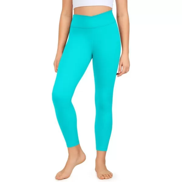 CRZ YOGA Girls Butterluxe Crossover Athletic Leggings  High Waist V Cross Kids Lounge Pants Yoga Active Dance Running TightsRegular Neonspectral Blue