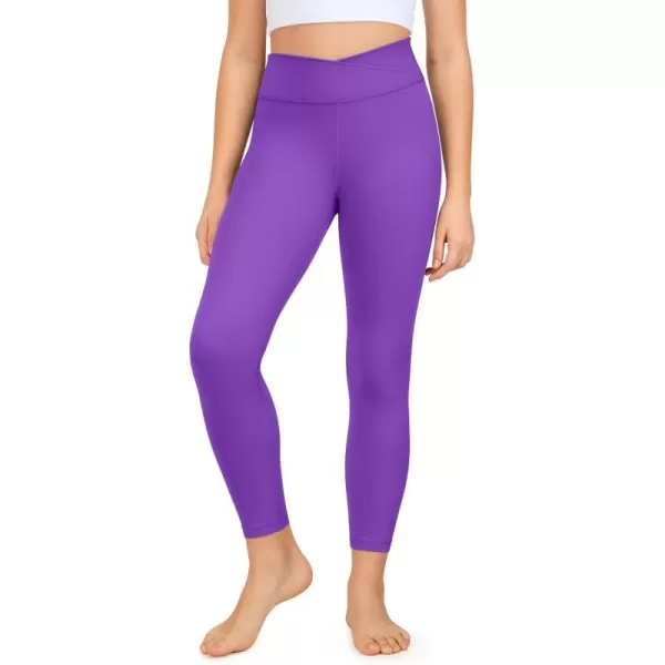 CRZ YOGA Girls Butterluxe Crossover Athletic Leggings  High Waist V Cross Kids Lounge Pants Yoga Active Dance Running TightsRegular Royal Lilac