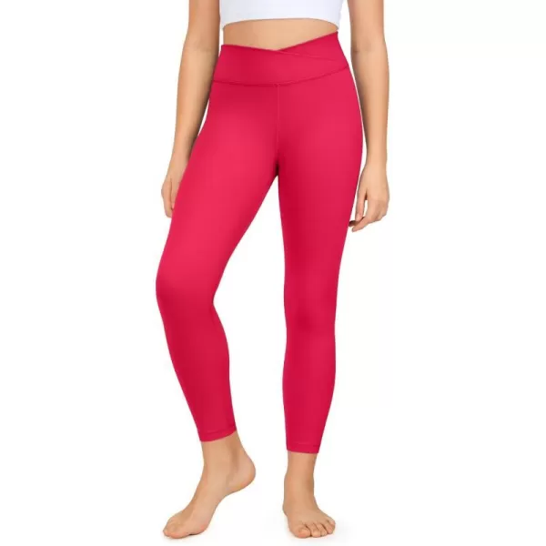 CRZ YOGA Girls Butterluxe Crossover Athletic Leggings  High Waist V Cross Kids Lounge Pants Yoga Active Dance Running TightsRegular Viva Magenta