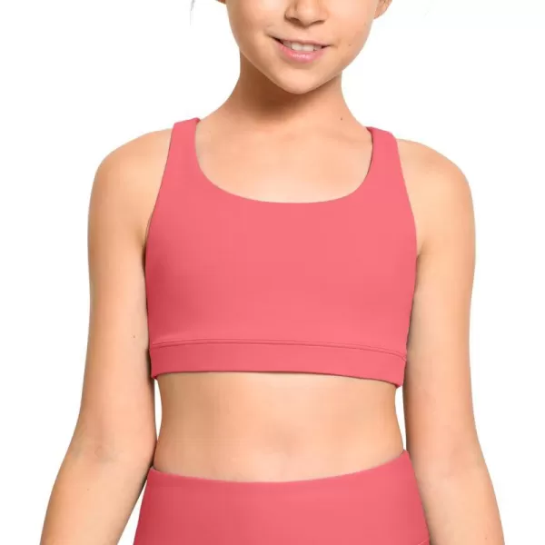 CRZ YOGA Girls Butterluxe Training Bra  Strappy Sports Bra Scoop Neck Yoga Bra for Teens Comfort Dance Crop TopRaspberry Sorbet