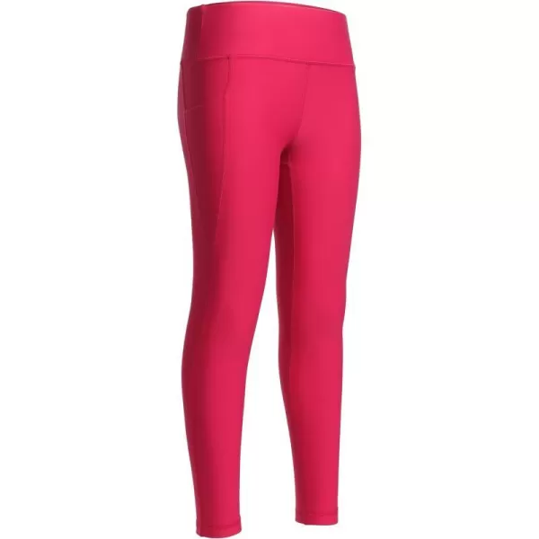 CRZ YOGA Girls Thermal Fleece Lined Athletic Leggings Water Resistant High Waist Warm Winter Kids Lounge Pants Side PocketsRegular Viva Magenta