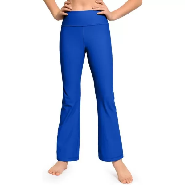 CRZ YOGA Girls Thermal Fleece Lined Flare Leggings Winter Warm Water Resistant Kids Bell Bottoms High Waist Pants Lounge YogaRegular Sparkle Blue