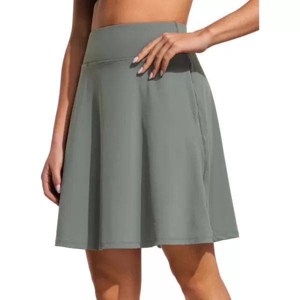 CRZ YOGA Golf Skirts for Women 20 Knee Length Tennis Skirt UPF 50 High Waist Workout Athletic Skirts with PocketsGrey Sage