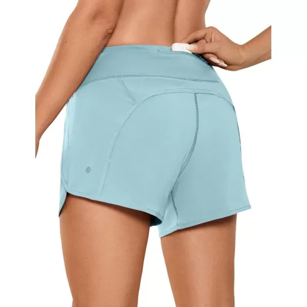 CRZ YOGA High Waisted Running Shorts for Women  254 Liner Gym Athletic Workout Shorts with Pockets Soft Lightweight4  Mid Waisted Light Grayish Blue