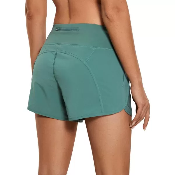 CRZ YOGA High Waisted Running Shorts for Women  254 Liner Gym Athletic Workout Shorts with Pockets Soft Lightweight4  Mid Waisted Smoky Green