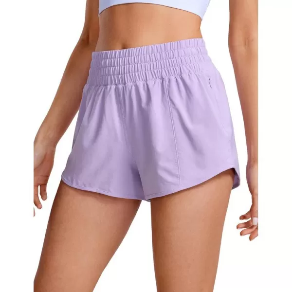 CRZ YOGA High Waisted Running Shorts for Women 25  Mesh Liner Quick Dry Sport Athletic Workout Shorts with Zipper PocketLilac