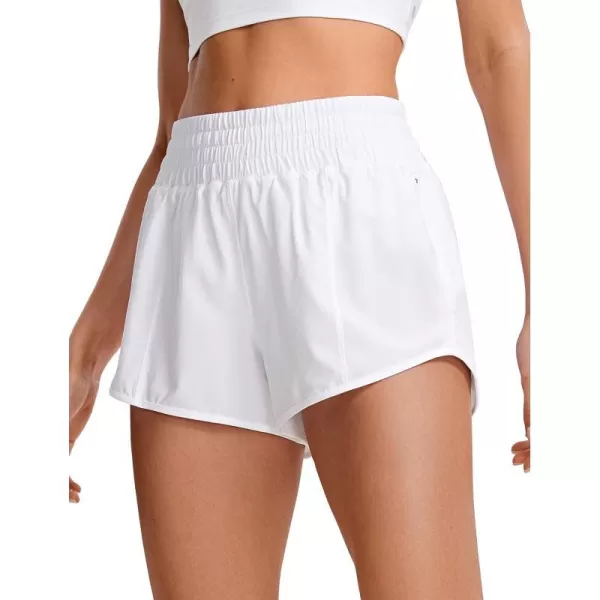 CRZ YOGA High Waisted Running Shorts for Women 25  Mesh Liner Quick Dry Sport Athletic Workout Shorts with Zipper PocketWhite