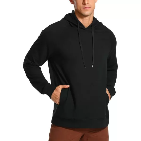 CRZ YOGA Hoodies for Men French Terry Hooded Sweatshirts Workout Athletic Casual Pullover Hoodie Tops with PocketsBlack