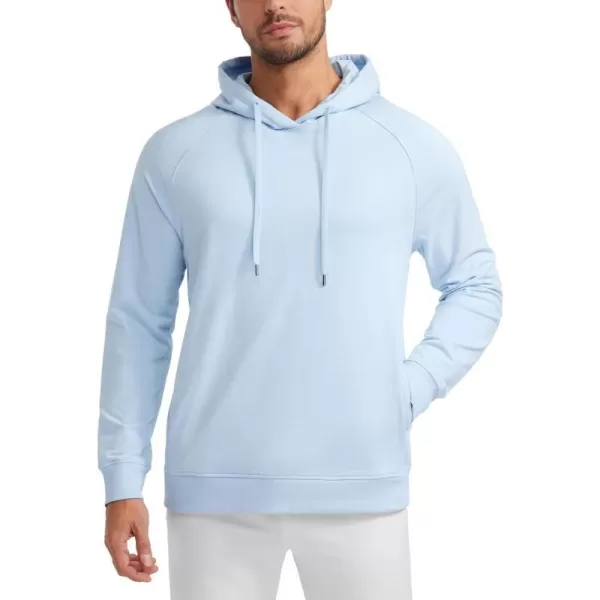 CRZ YOGA Hoodies for Men French Terry Hooded Sweatshirts Workout Athletic Casual Pullover Hoodie Tops with PocketsChambray Blue