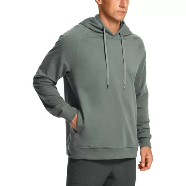 CRZ YOGA Hoodies for Men French Terry Hooded Sweatshirts Workout Athletic Casual Pullover Hoodie Tops with PocketsGrey Sage