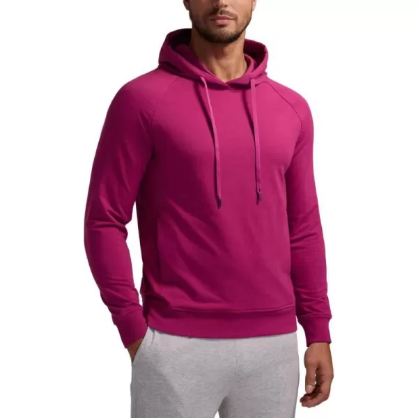 CRZ YOGA Hoodies for Men French Terry Hooded Sweatshirts Workout Athletic Casual Pullover Hoodie Tops with PocketsMagenta Purple