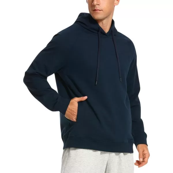 CRZ YOGA Hoodies for Men French Terry Hooded Sweatshirts Workout Athletic Casual Pullover Hoodie Tops with PocketsTrue Navy