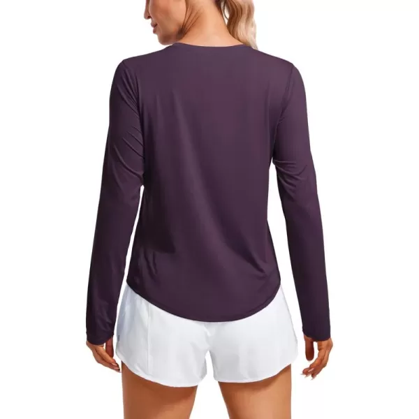 CRZ YOGA Lightweight Long Sleeve Workout Shirts for Women Running UPF 50 Sun T Shirt High Neck Athletic Gym Tee TopsDeep Crocus Violet3