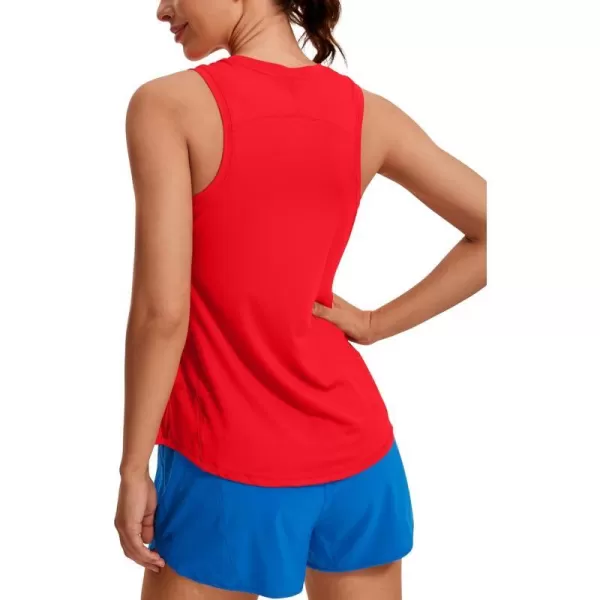 CRZ YOGA Lightweight Tank Top for Women Racerback Sleeveless Workout Tops High Neck Athletic Running ShirtsDeep Red