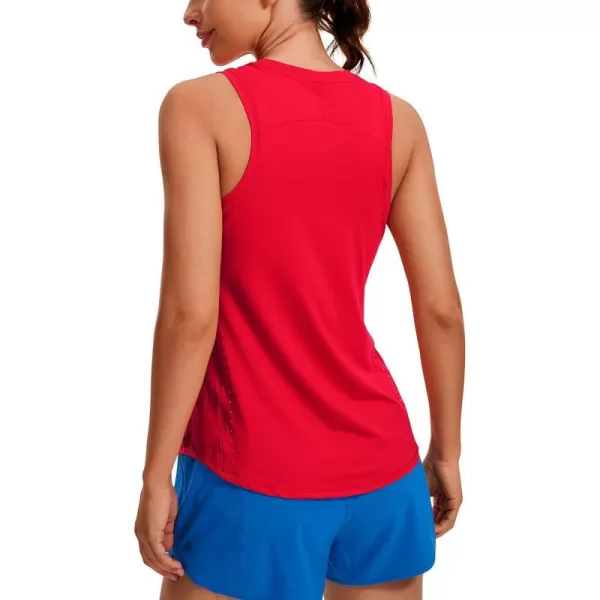 CRZ YOGA Lightweight Tank Top for Women Racerback Sleeveless Workout Tops High Neck Athletic Running ShirtsFestival Red