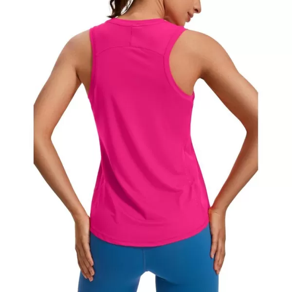 CRZ YOGA Lightweight Tank Top for Women Racerback Sleeveless Workout Tops High Neck Athletic Running ShirtsGranita Pink