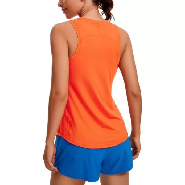 CRZ YOGA Lightweight Tank Top for Women Racerback Sleeveless Workout Tops High Neck Athletic Running ShirtsSweet Orange