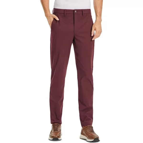 CRZ YOGA Mens All Day Comfy Golf Pants  303234 Quick Dry Lightweight Work Casual Trousers with PocketsDark Red