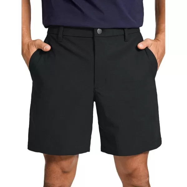 CRZ YOGA Mens All Day Comfy Golf Shorts  7  9 Stretch Lightweight Casual Work Flat Front Shorts with Pockets7 inches Black