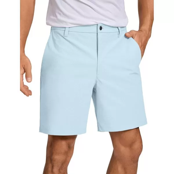 CRZ YOGA Mens All Day Comfy Golf Shorts  7  9 Stretch Lightweight Casual Work Flat Front Shorts with Pockets7 inches Chambray Blue