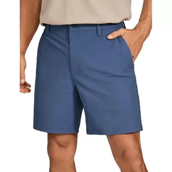 CRZ YOGA Mens All Day Comfy Golf Shorts  7  9 Stretch Lightweight Casual Work Flat Front Shorts with Pockets7 inches Electric Blue