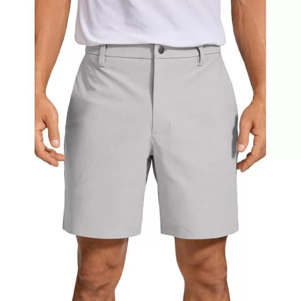 CRZ YOGA Mens All Day Comfy Golf Shorts  7  9 Stretch Lightweight Casual Work Flat Front Shorts with Pockets7 inches Gull Gray